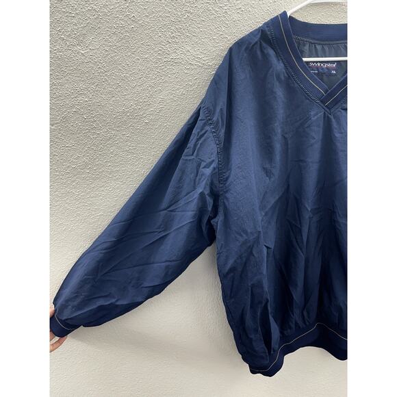 Swingster Windbreaker Size XL USA Today Blue Embroidered Long Sleeve V-Neck - Picture 2 of 12